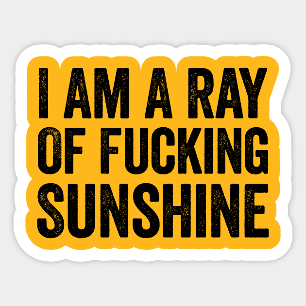 I Am A Ray Of Fucking Sunshine Black Sticker by GuuuExperience